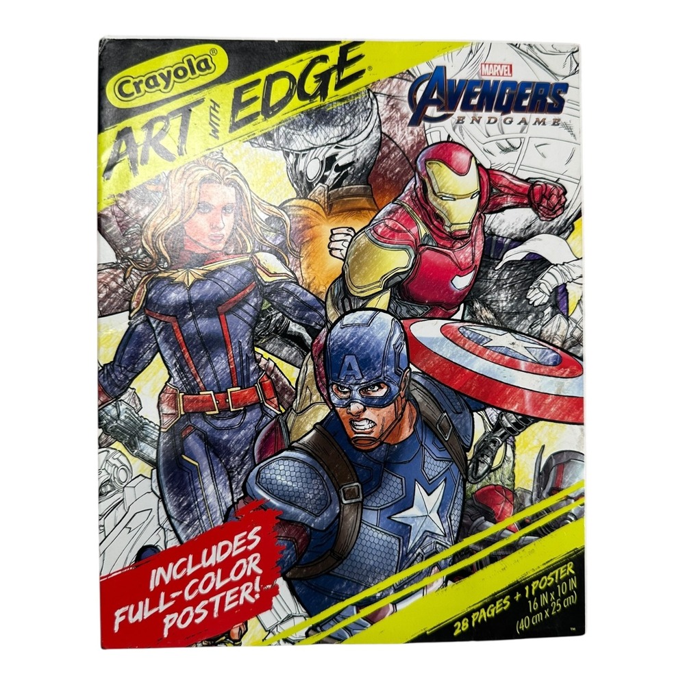 Crayola Art With Edge‎ Avengers Endgame Coloring Book 28 Pages + Poster